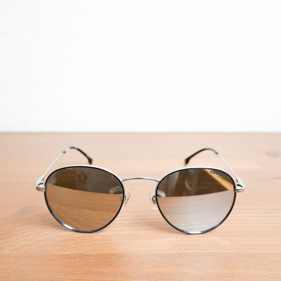 Carrera Round Metal Polarized Sunglasses Silver Black - Picture 3 of 8